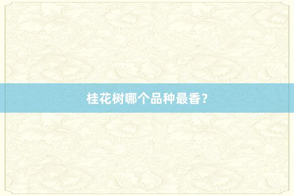 桂花树哪个品种最香?